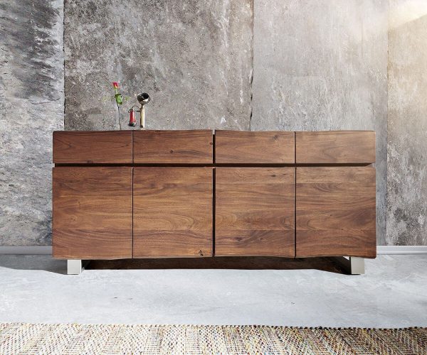 Komoda Live Edge 172 cm akáciová hnedá 4 dvierka 4 zásuvky - Image 2