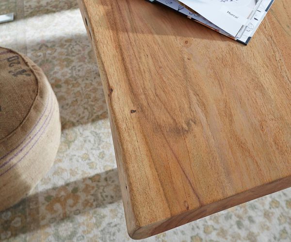 Jedálenský stôl Edge 260x100 XL prírodná akácia nerezová oceľ široká podnož - Image 5