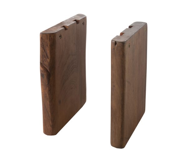 Sada 2 noh lavice Live Edge Lavice z masivního dřeva hnědá