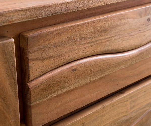 TV stolík Live Edge 300 cm akácia prírodná 4 dvierka 2 zásuvky - Image 4