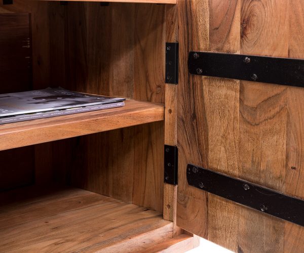 TV stolík Live Edge 300 cm akácia prírodná 4 dvierka 2 zásuvky - Image 5
