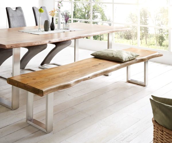 Deska lavice Live Edge nepravidelná hrana 255x40x5 přírodní akácie - Image 2