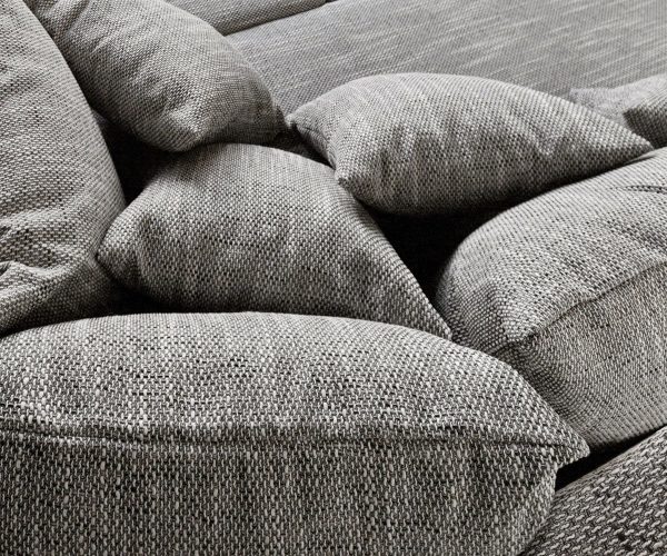 Pohovka v tvare U Clovis XL svetlosivá štruktúrovaná látka modulárna s taburetkou - Image 4