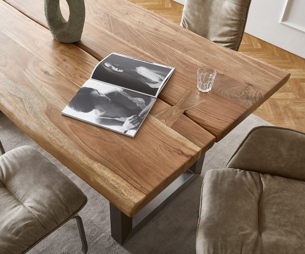 Stolová deska Edge 180x100 přírodní akácie tloušťka 5,5 široká podnož - Image 4