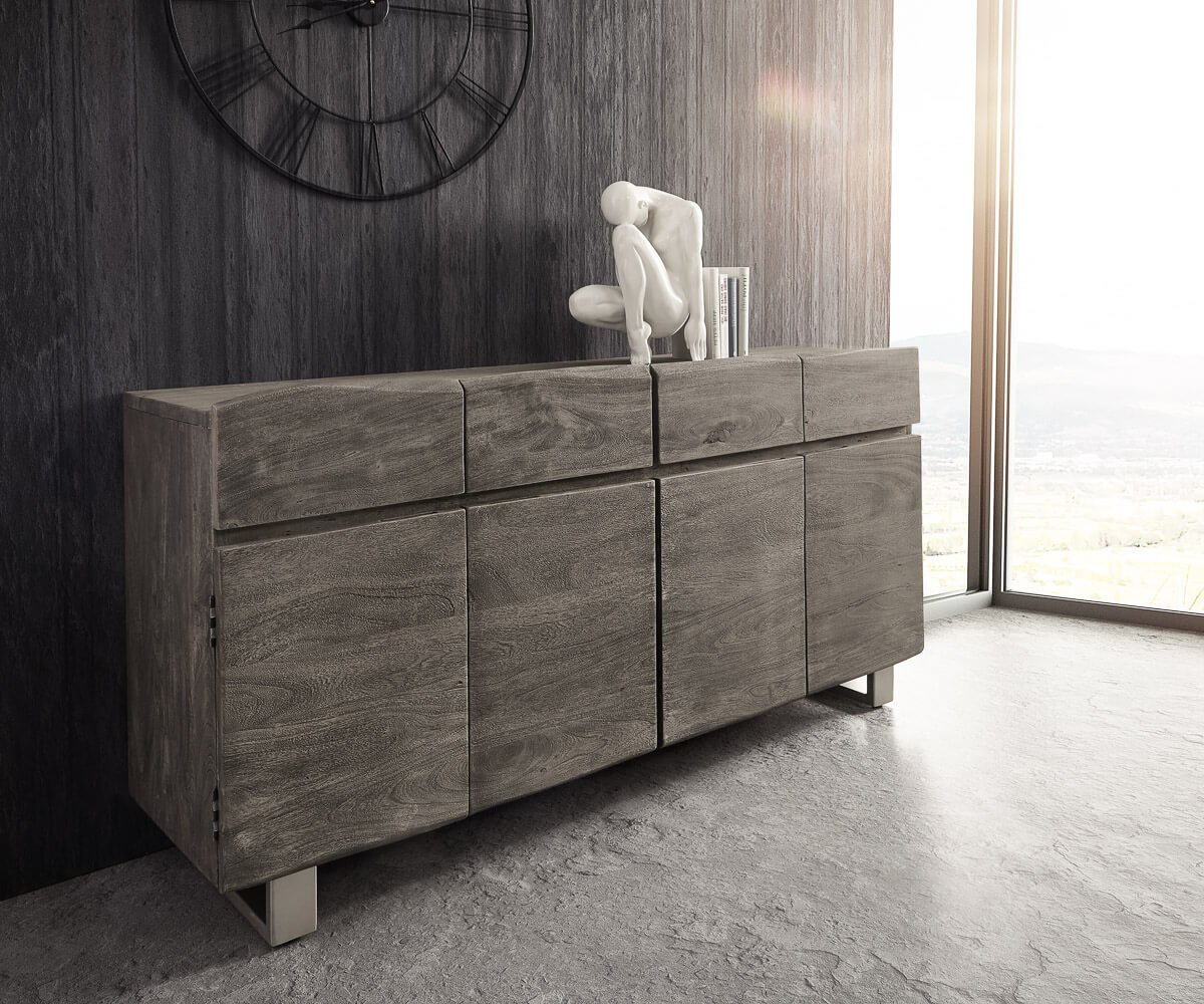 Komoda Live-Edge 172 cm akácia platinová 4 dvierka 4 zásuvky