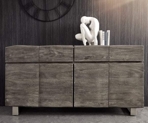 Komoda Live-Edge 172 cm akácia platinová 4 dvierka 4 zásuvky - Image 3