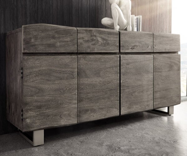 Komoda Live-Edge 172 cm akácia platinová 4 dvierka 4 zásuvky - Image 5