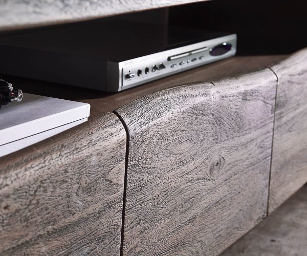 TV stolík Live Edge 230 cm akácia platina 4 zásuvky - Image 4