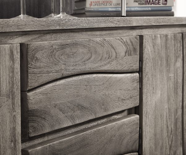 TV stolík Live Edge 200 cm akácia platina 4 dvierka 2 zásuvky - Image 6