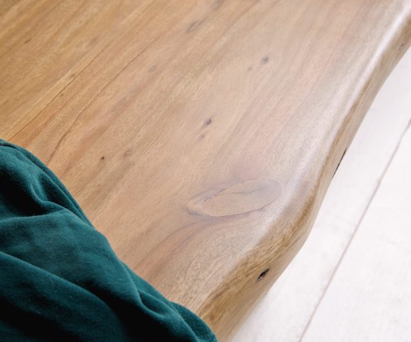 Lavice Live Edge 255x40 přírodní akácie široká podnož nepravidelná hrana - Image 5