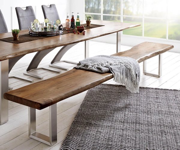 Lavica Live Edge 255x40 akáciová hnedá úzka základňa