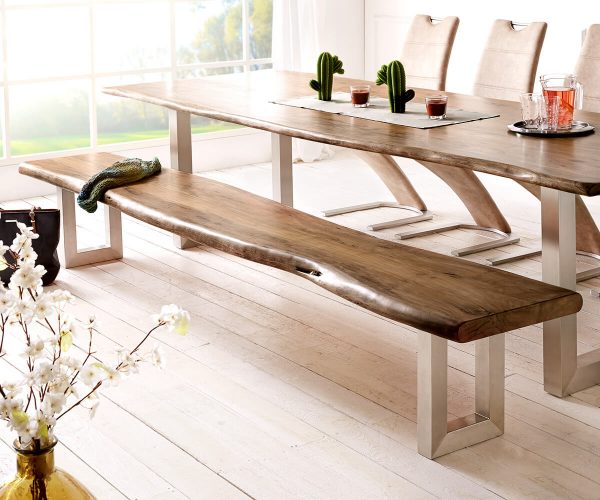 Lavica Live Edge 255x40 Akáciová hnedá základňa so širokým nepravidelným okrajom