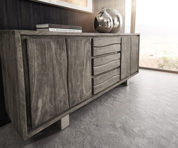 Komoda Live Edge 172 cm akácia platina 3 zásuvky 4 dvierka - Image 5