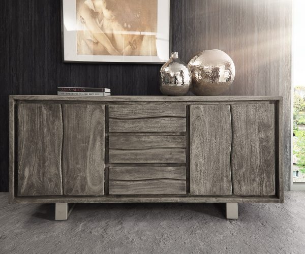 Komoda Live Edge 172 cm akácia platina 3 zásuvky 4 dvierka - Image 2