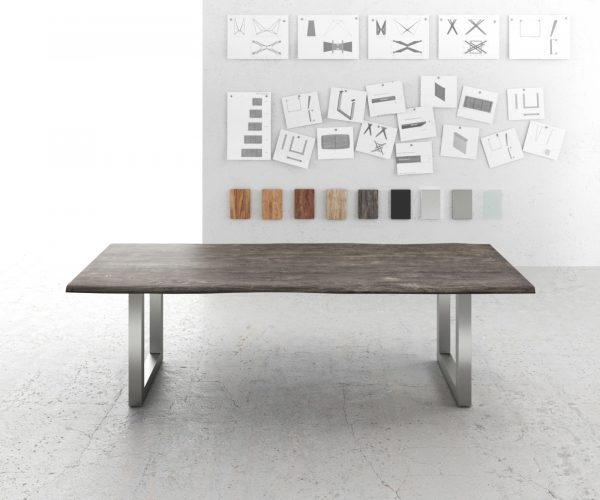 Jedálenský stôl Edge 260x100 Akácia platina Nerezová široká podnož - Image 2