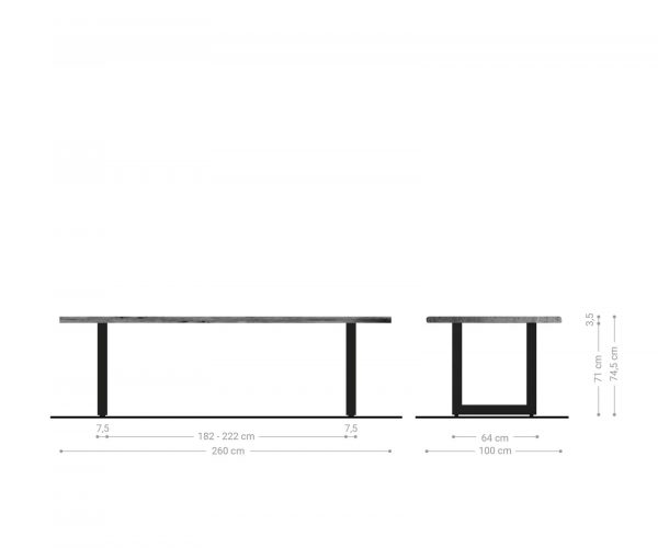 Jedálenský stôl Edge 260x100 Akácia platina Nerezová široká podnož - Image 6