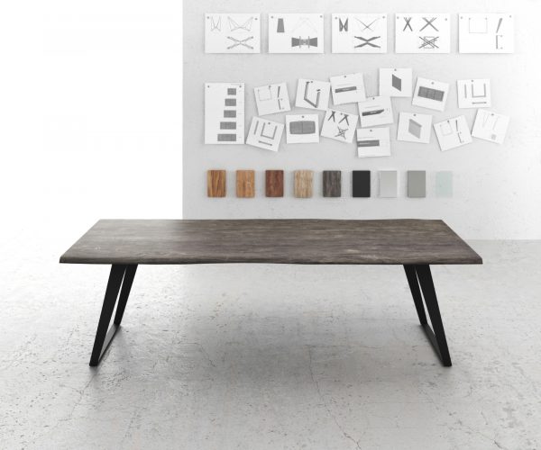 Jedálenský stôl Edge 260x100 akácia platina kovová šikmá podnož - Image 2