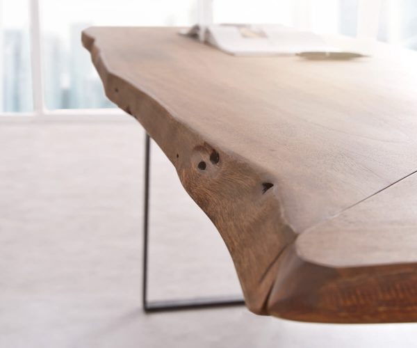 Stôl Live Edge 170x170 akáciová hnedá podnož čierna nepravidelný okraj - Image 5