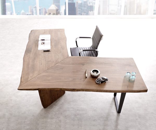 Stôl Live Edge 170x170 akáciová hnedá podnož čierna nepravidelný okraj - Image 2