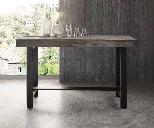Barový stůl Blokk 165x60 cm Akácie Platinum Masivní dřevo Kov - Image 2