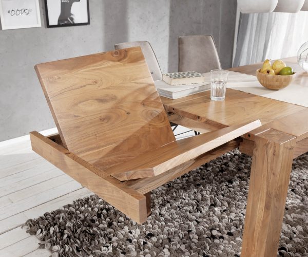 Jídelní stůl Indra přírodní akácie 140/240x90 rozkládací masiv - Image 5