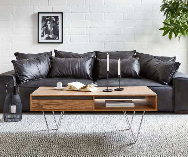 Konferenčný stolík Stonegrace 115x60 cm Akácia prírodná bridlica 2 priehradky - Image 2