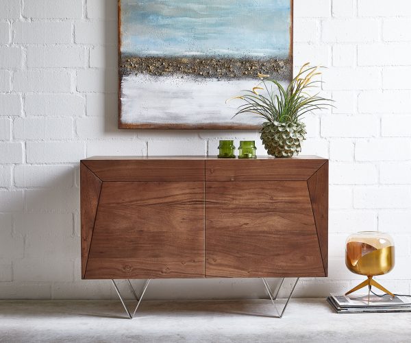 Komoda Wyatt 115x45 cm Akácia hnedá Nerezová oceľ - Image 2