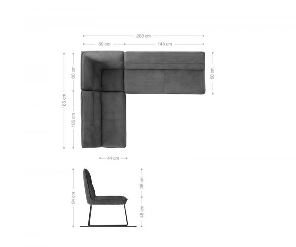 Rohová lavica Salvo 200x160 cm hnedá vintage podstavec z nerezovej ocele variabilný - Image 8