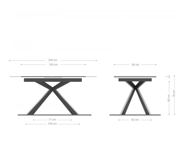 Jedálenský stôl Daven 160/200x90 cm keramický biely nerezový rozkladací - Image 7