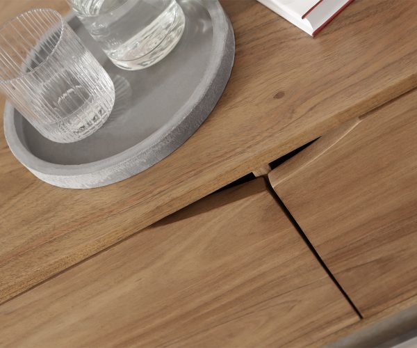 TV stolík Loca 200x40 cm prírodná akácia 4 dvierka z masívneho dreva - Image 4