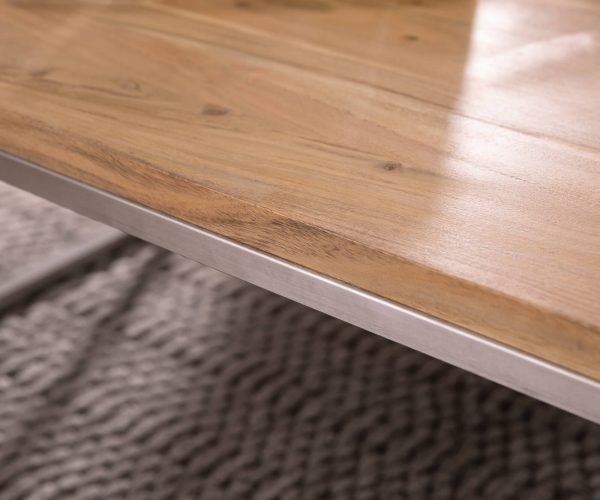 Konferenční stolek Tatius 100x57 cm přírodní akácie podnož nerezová ocel - Image 5