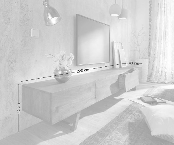 TV stolek Wyatt 220 cm hnědá akácie 4 šuplíky - Image 6