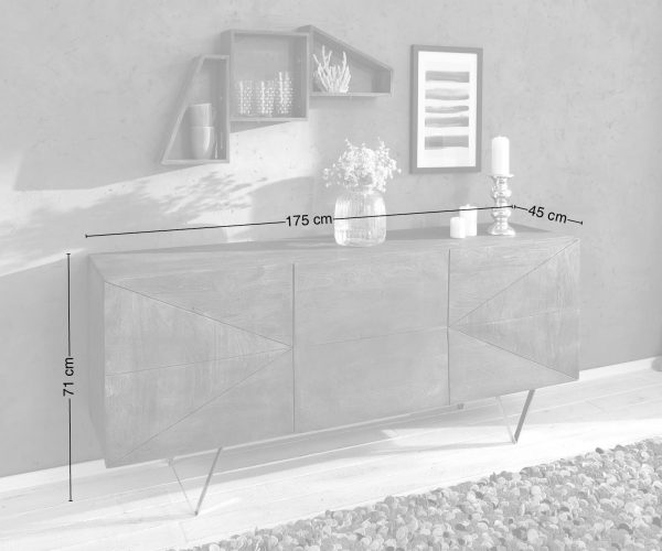 Komoda Wyatt 175 cm 3D vintage akáciová hnedá nerezová oceľ - Image 7
