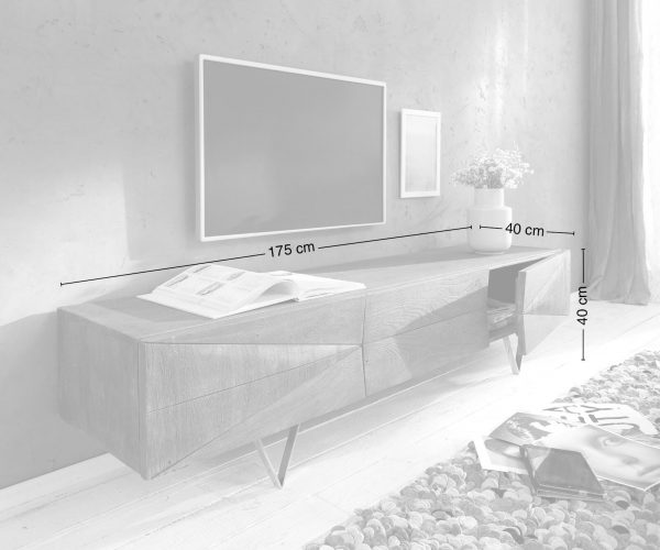 TV stolík Wyatt 175 cm Akácia platina 1 výklopné dvere - Image 5