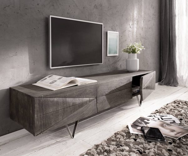 TV stolík Wyatt 175 cm Akácia platina 1 výklopné dvere