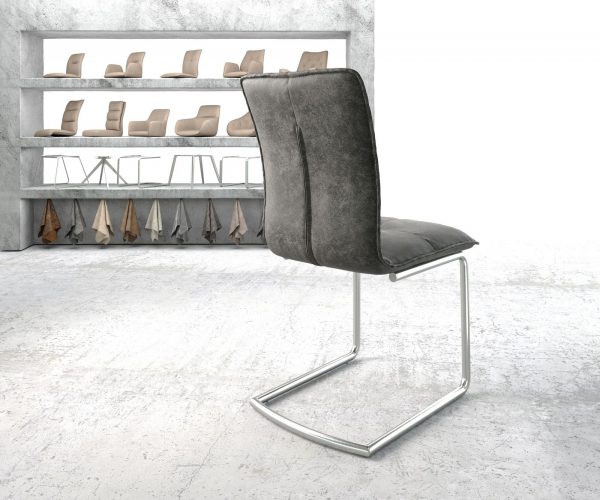Houpací židle Maddy-Flex Grey Antique Cantilever Round z nerezové oceli - Image 3