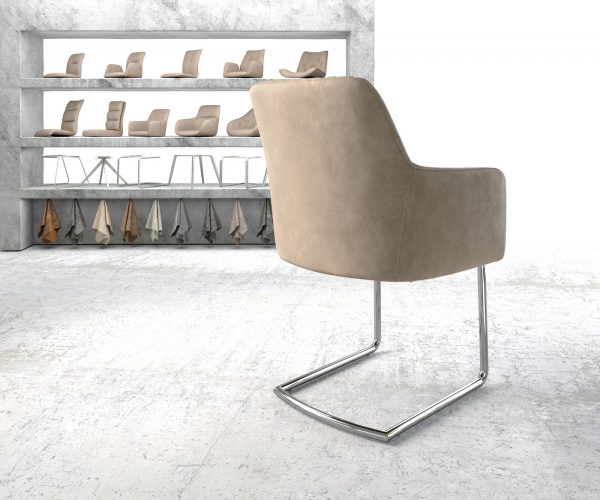 Křeslo Greg-Flex Béžová Vintage Cantilever Round chromované - Image 3