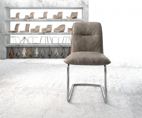 Jídelní židle Vinjo-Flex Taupe Vintage Cantilever Round chromovaná - Image 2
