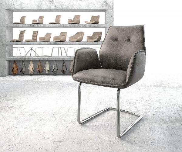 Křeslo Zoa-Flex Šedá Vintage Cantilever Round chromované