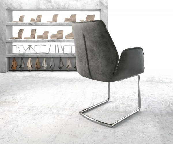 Křeslo Zoa-Flex Šedá Vintage Cantilever Round chromované - Image 3