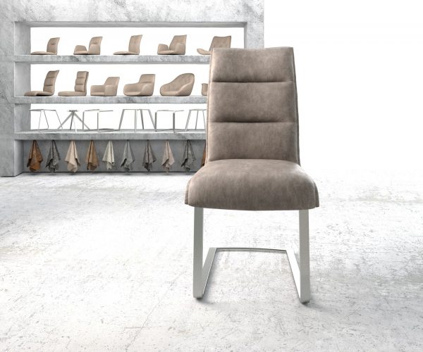 Jídelní židle Xantus-Flex taupe vintage konzolová podnož plochá z nerezové oceli - Image 2
