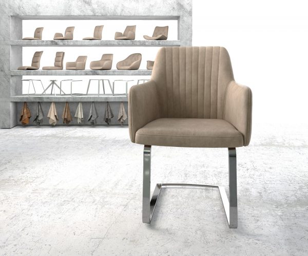 Křeslo Greg-Flex Béžová Vintage Cantilever Flat Chrome-plated - Image 2