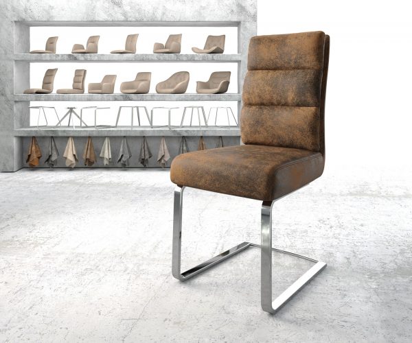 Jídelní židle Pela-Flex Hnědá Vintage Cantilever Flat chromovaná