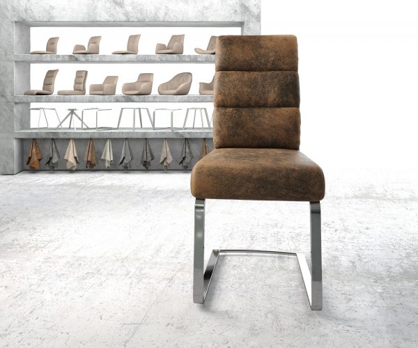 Jídelní židle Pela-Flex Hnědá Vintage Cantilever Flat chromovaná - Image 2