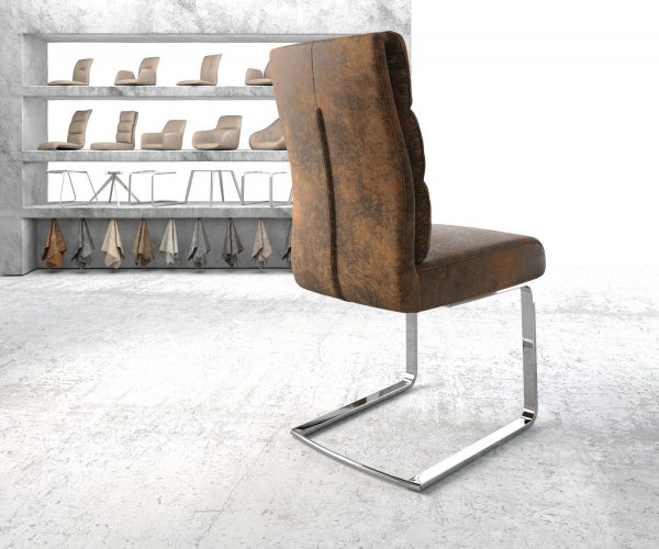 Jídelní židle Pela-Flex Hnědá Vintage Cantilever Flat chromovaná - Image 3