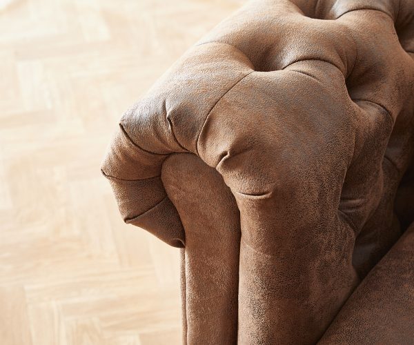 Pohovka v tvare U Chesterfield 266x88 cm hnedá prešívaná lenivá pohovka pravá - Image 5