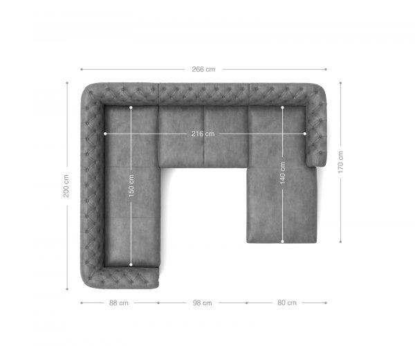 Pohovka v tvare U Chesterfield 266x88 cm hnedá prešívaná lenivá pohovka pravá - Image 8
