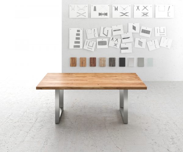 Jedálenský stôl Edge 200x100 XL Akácia prírodná nerezová oceľ široký - Image 2