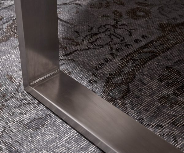 Jedálenský stôl Edge 140x90 Akácia hnedá Nerezová oceľ úzka švajčiarska hrana - Image 9