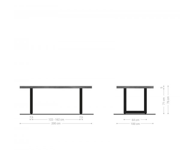 Jedálenský stôl Edge 200x100 XL akáciová hnedá nerezová oceľ široký - Image 6